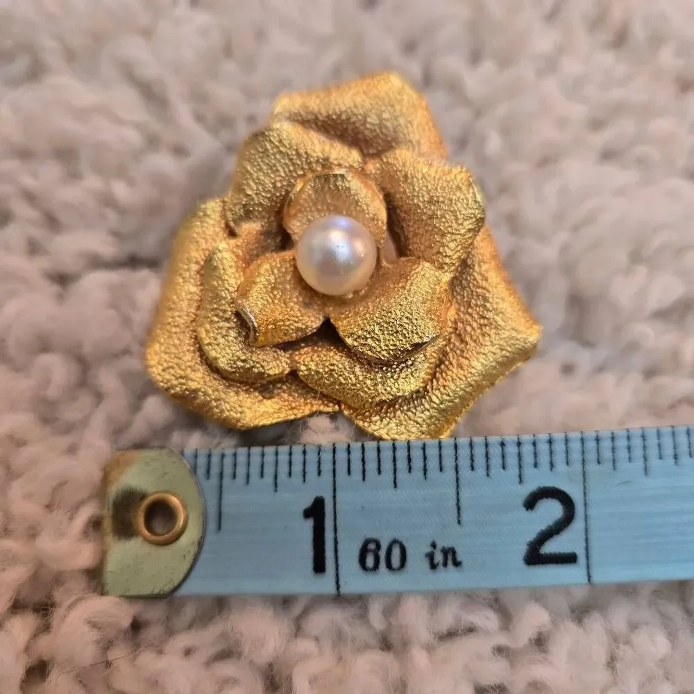 Vintage Rose & Pearl Flower Clip Earrings Large